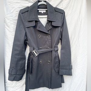 Calvin Klein Black Rain Coat With Belt and Buttons